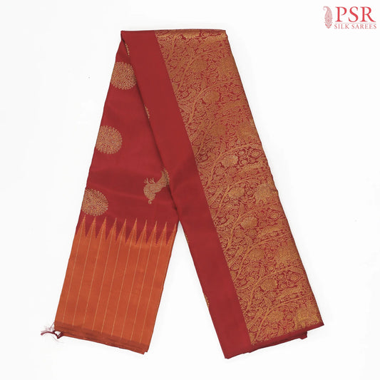 Dark Red Kanchipuram Silk Saree