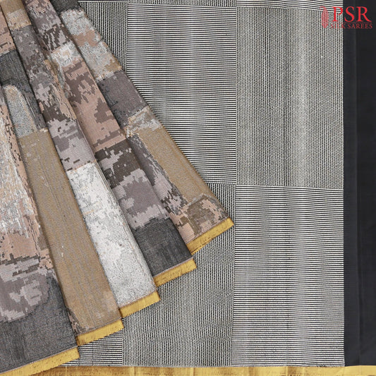 Matte Taupe Kanchipuram Tissue Silk Saree