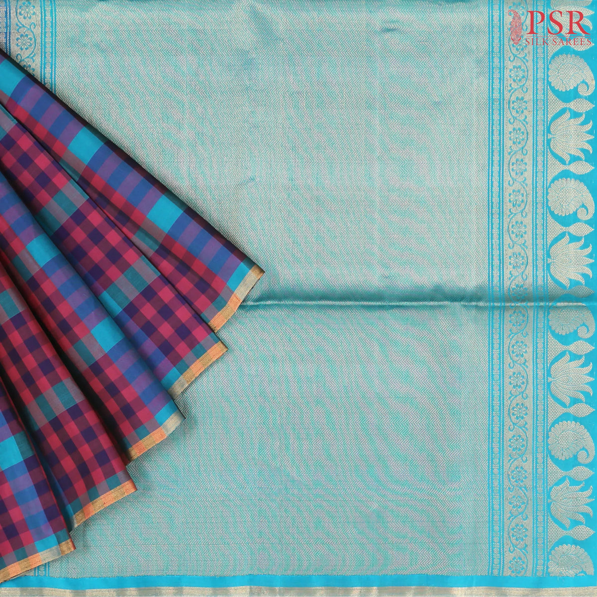 Pink & Blue Soft Silk Saree