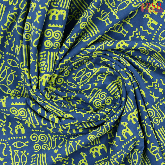 Indigo Blue Jaipur Cotton Print Running Material