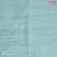 Mint Blue Semi Tussar Embroidery Saree