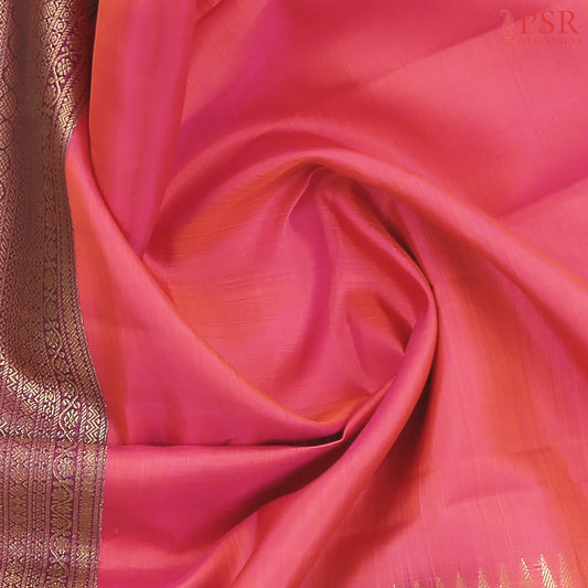 Cerise Pink & Dark Purple Kanchipuram Silk Saree