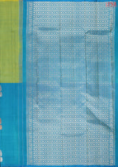 Peacock Blue & Pear Green Kanchipuram Half & Half Silk Saree