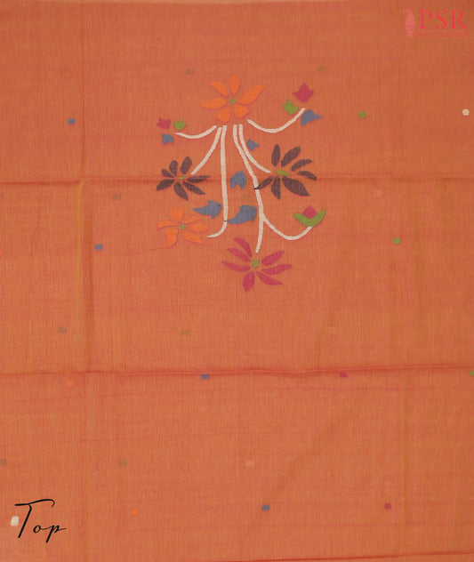 Fiery Orange Byloom Cotton Dress Material