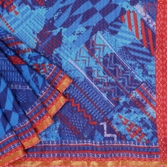 Dark Blue Mul Printed Cotton Saree