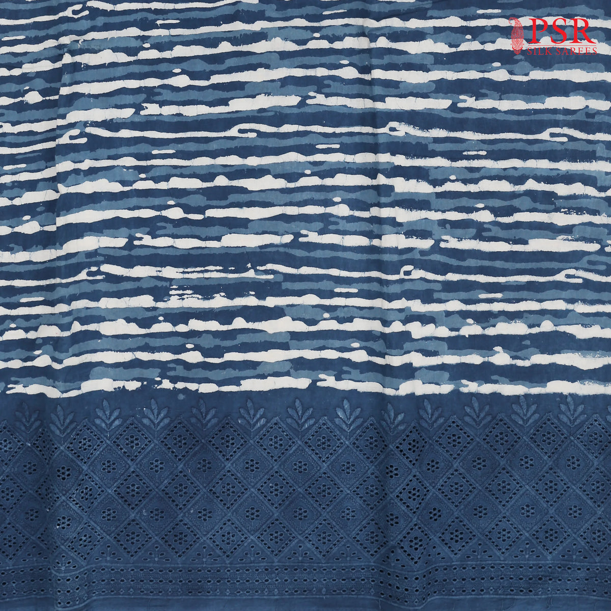 Prussian Blue Hacoba Embroidery Running Material