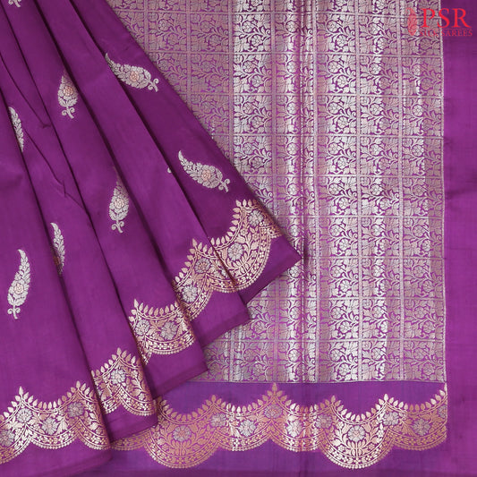 Magenta Purple Chiniya Silk Saree