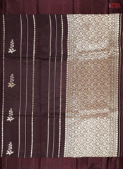 Brown Chiniya Silk Saree