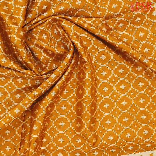 Dark Mustard Orange Pochampally Silk Ikat Saree