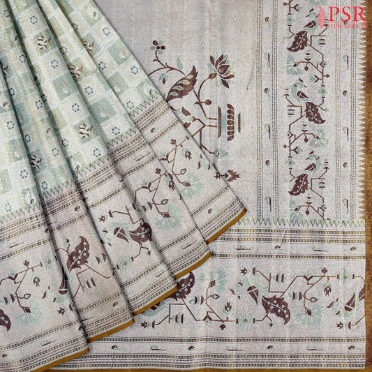 Aqua Frost Bridal Kanchipuram Tissue Silk Saree