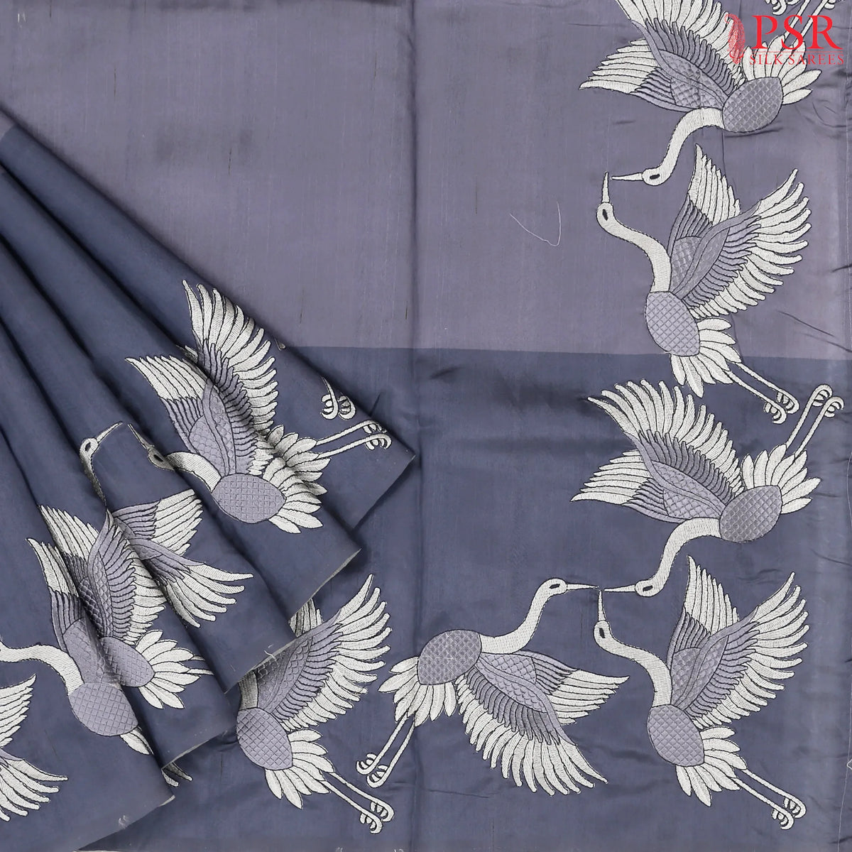 Grey Tricolor Semi Tussar Saree
