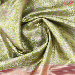 Citrus Green Kanchipuram Jacquard Tissue Silk Saree