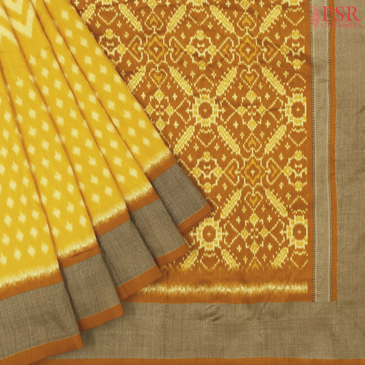 Yellow Ikkat Tussar Saree