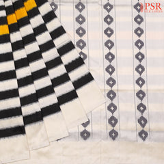 Beige & Black Pochampally Ikat Silk Saree