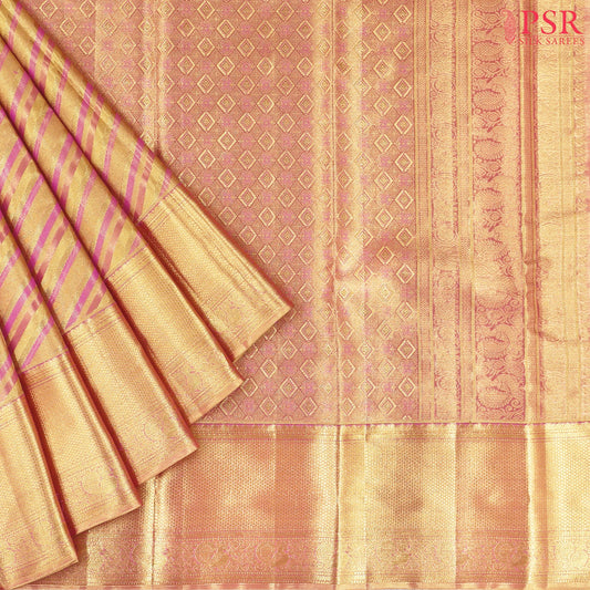 Gold & Pink Kanchipuram Jacquard Tissue Silk Saree