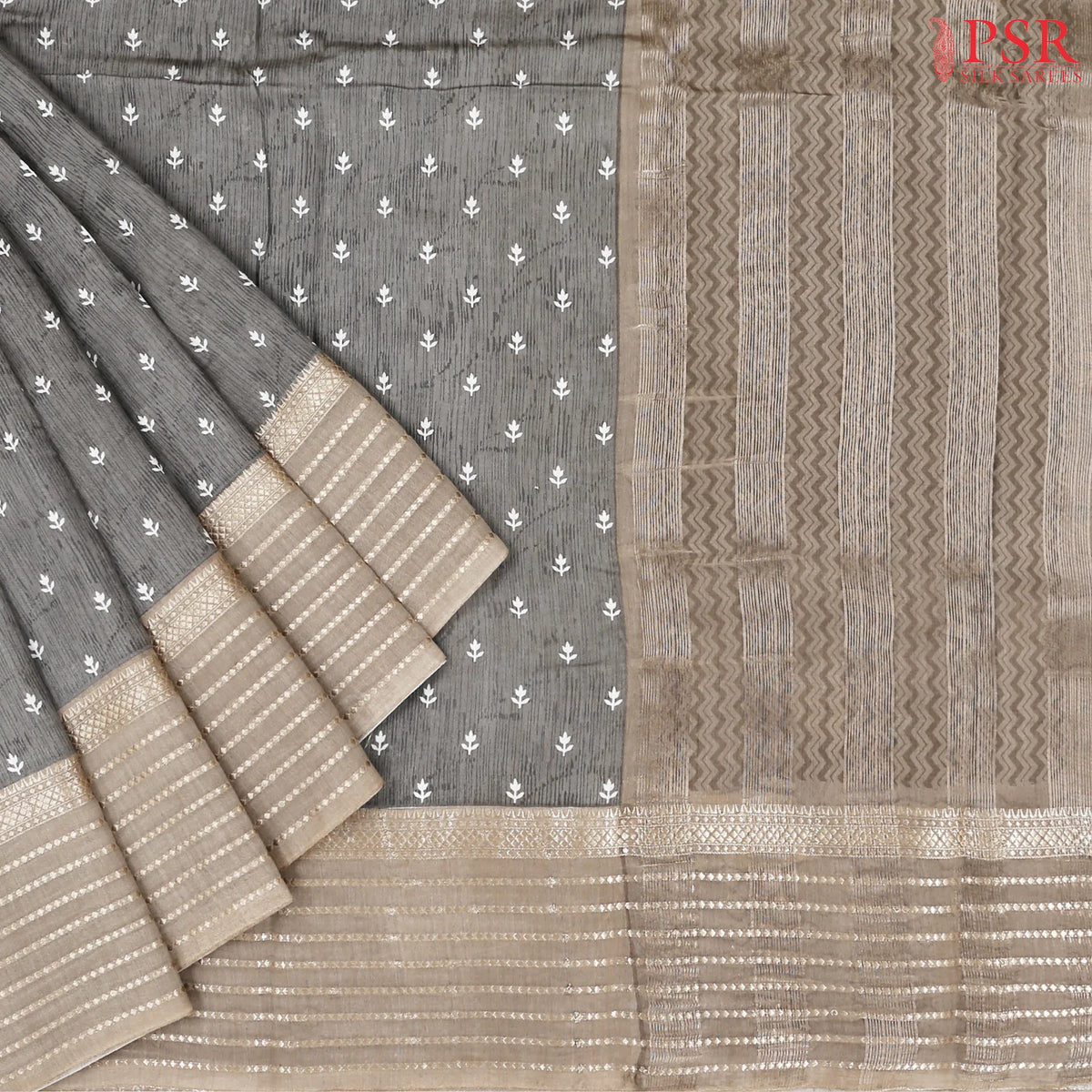 Fossil Grey Assam Saree