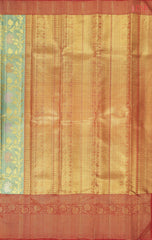 Sea Green Kanchipuram Jacquard Tissue Silk Saree