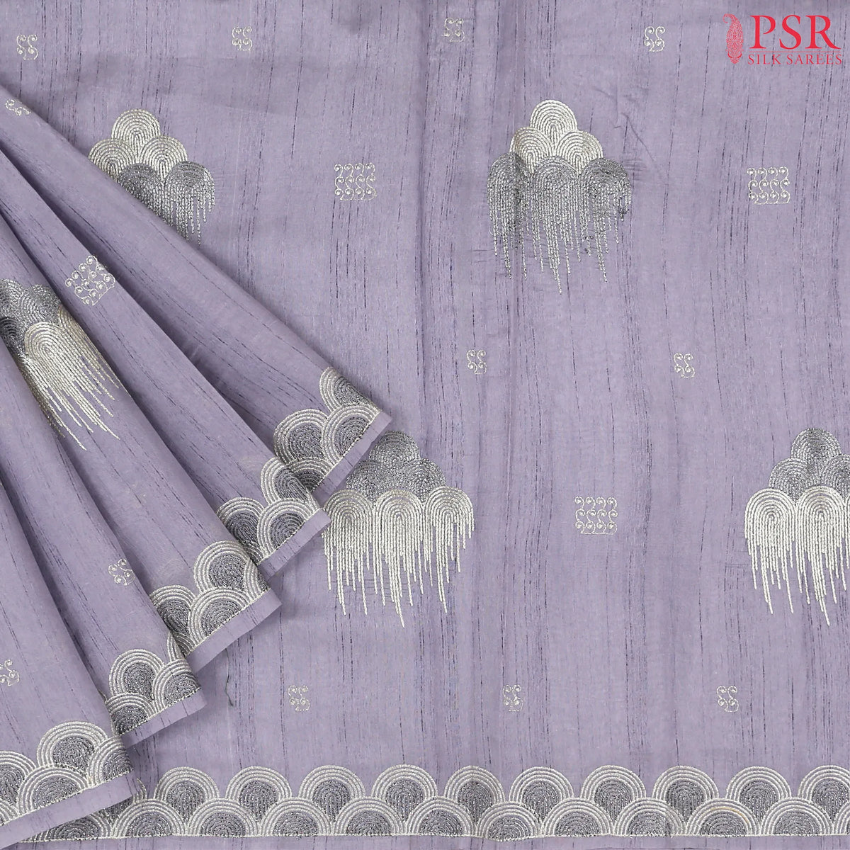 Lavender Semi Tussar Embroidery Saree