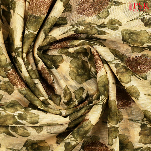 Cream Beige Bamboo Silk Sarees