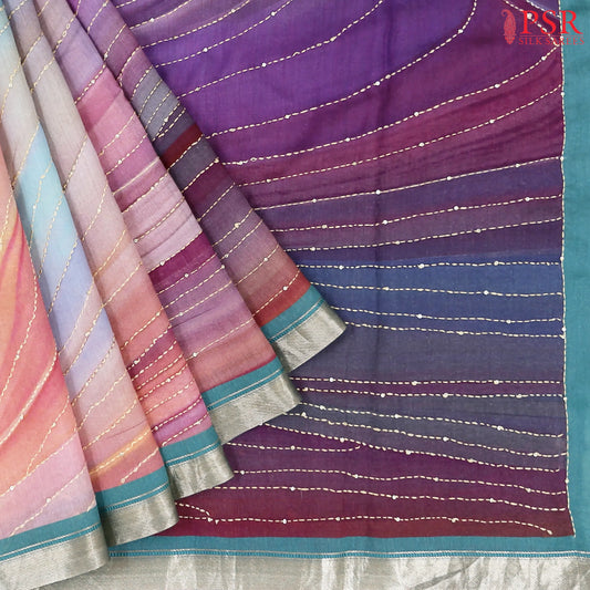 Multicolor Munga Silk Saree