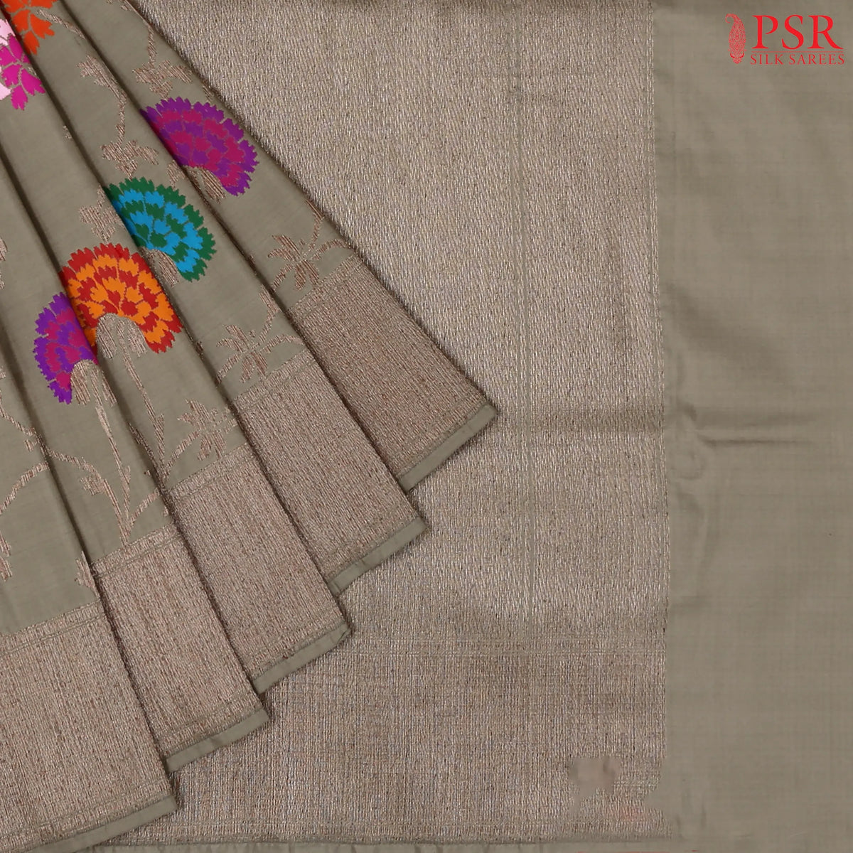 Fossil Grey Banaras Katan Silk Saree