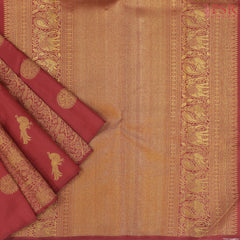 Dark Red Kanchipuram Silk Saree