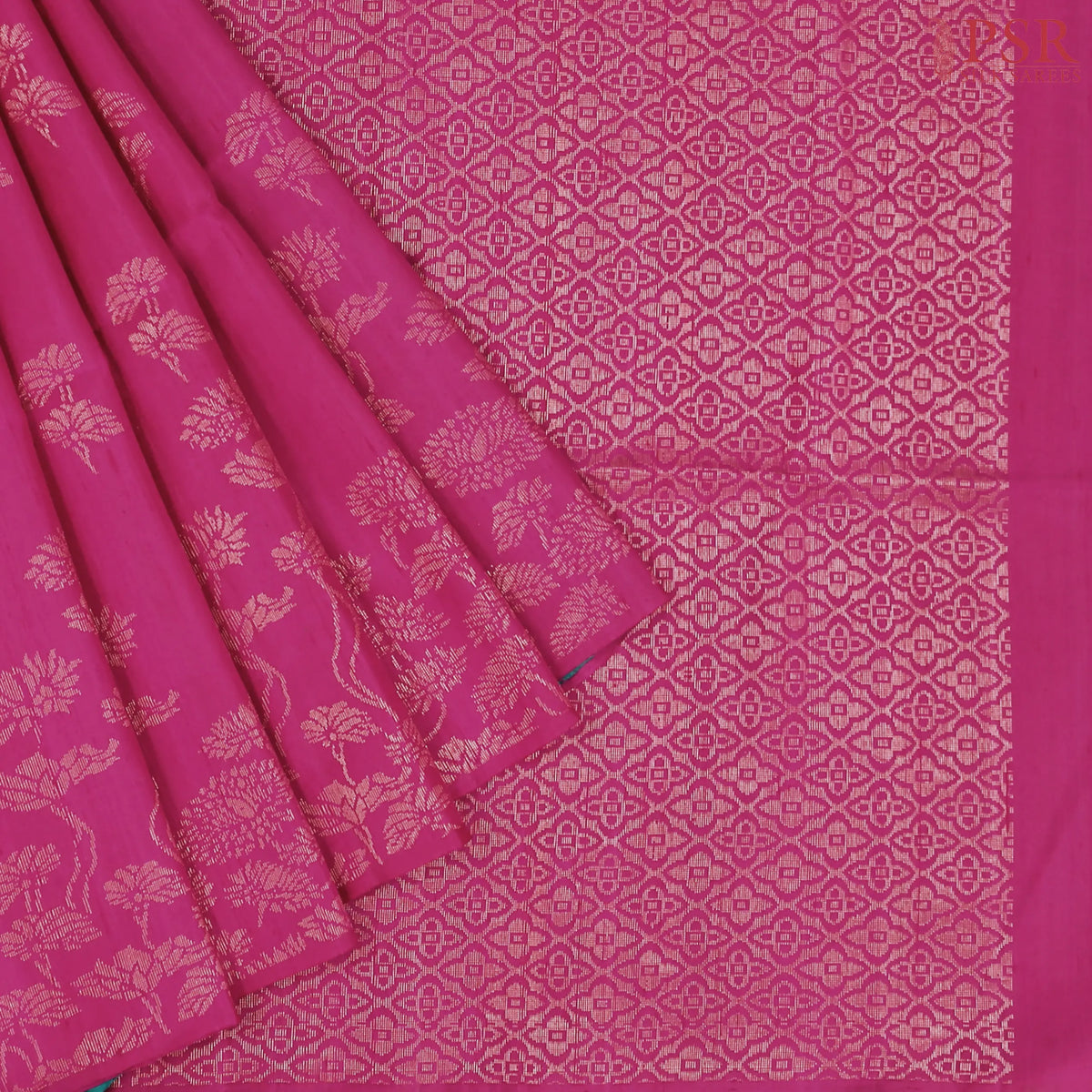 Pantone Magenta Jute Soft Silk Saree