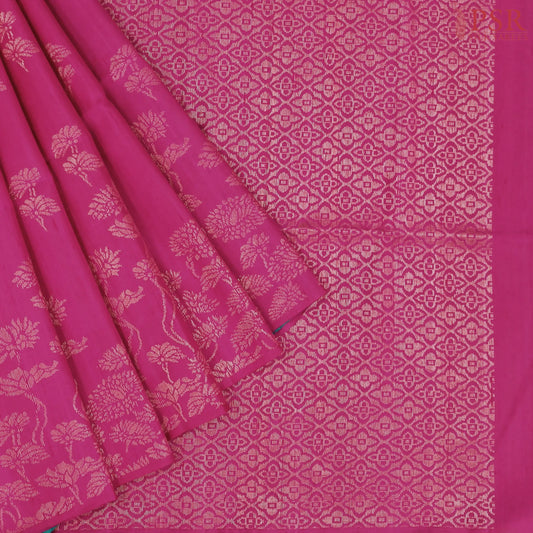 Pantone Magenta Jute Soft Silk Saree