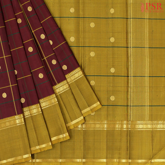 Dark Maroon Kanchipuram Silk Saree