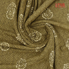 Dark Olive Hacoba Embroidery Running Material