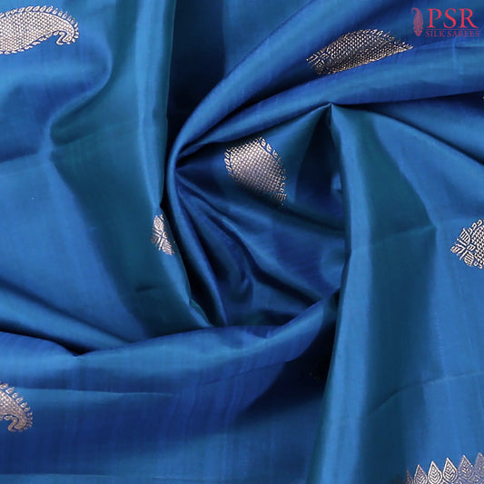 Peacock Blue Kanchipuram Silk Saree