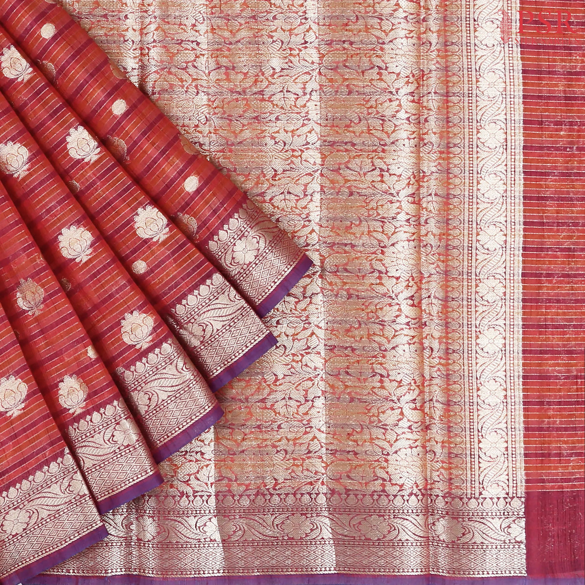 Crimson Silk Cotton Cut Work Saree