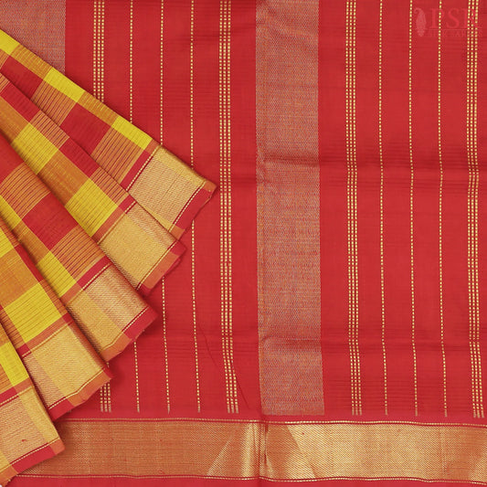 Yellow & Red Cotton Silk Saree