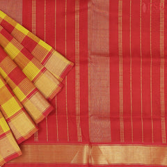Yellow & Red Cotton Silk Saree