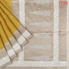 Flaxen Yellow Munga Silk Saree