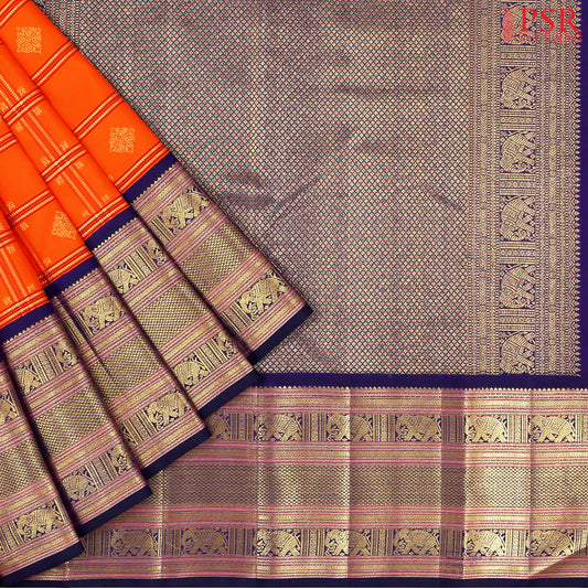 Saffron Kanchipuram Silk Saree
