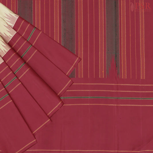 Chiku Beige Kanchipuram Silk Saree
