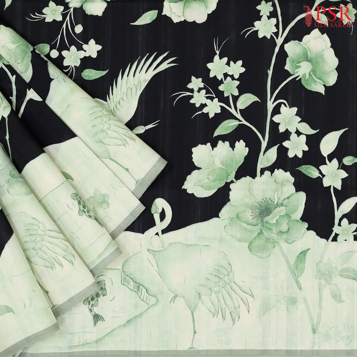 Black Semi Tussar Saree