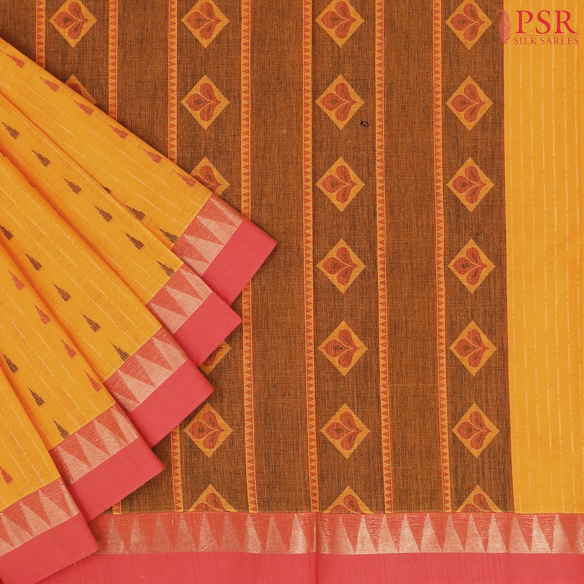 Marigold Yellow Kovai Cotton Saree