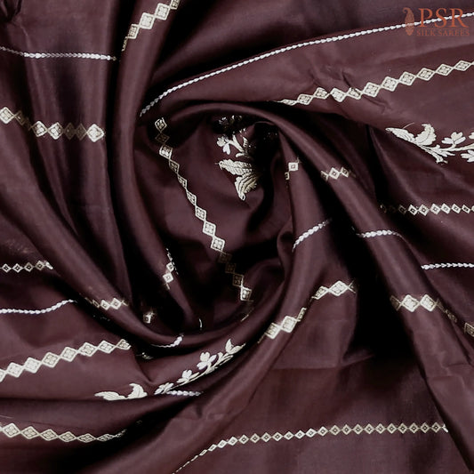 Brown Chiniya Silk Saree
