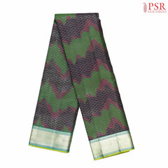 Green & Dark Grey Kanchipuram Jacquard Silk Saree