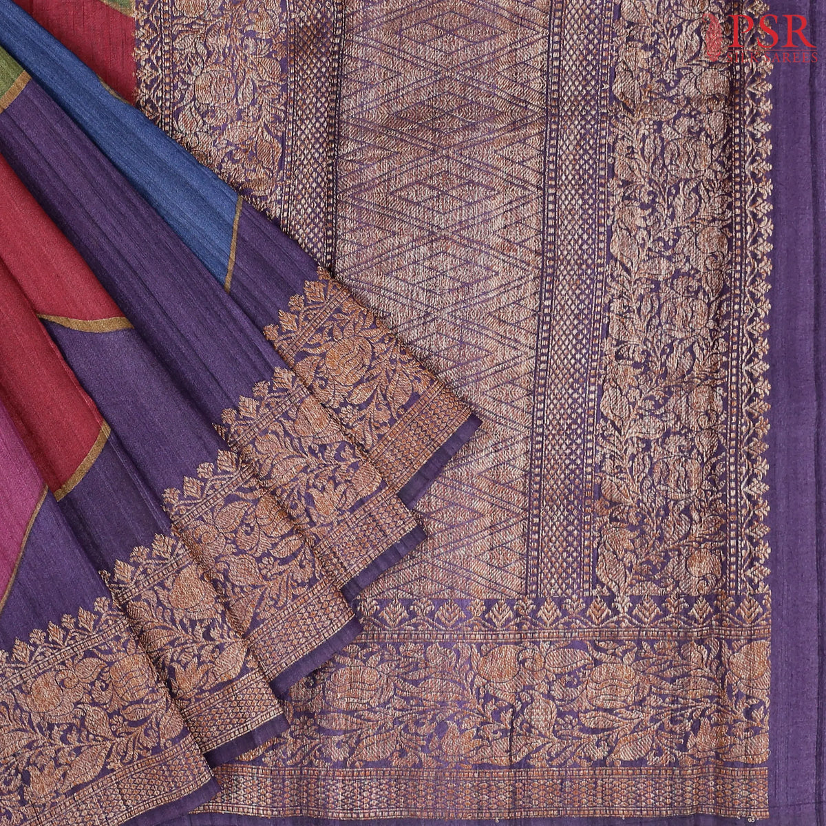 Dark Purple Banaras Jute Silk Saree