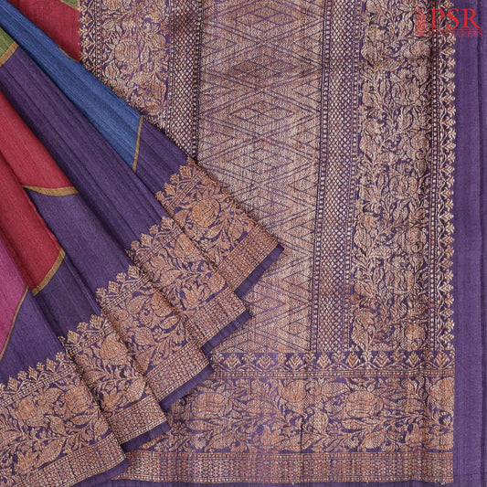 Dark Purple Banaras Jute Silk Saree