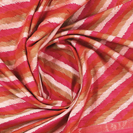 Pink & Orange Pochampally Jute Silk Saree