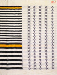Beige & Black Pochampally Ikat Silk Saree