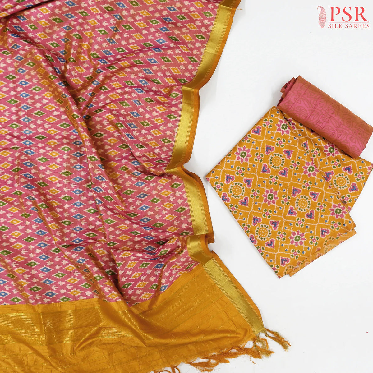 Marigold Yellow Soft Patola Dress Material