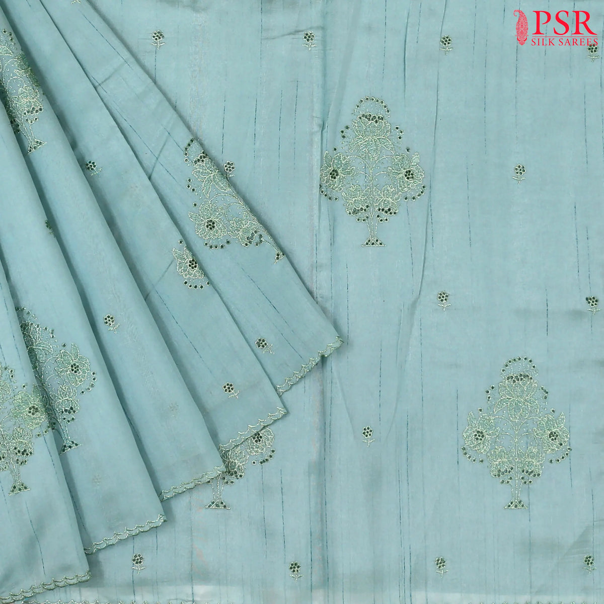 Light Blue Kosa Embroidery Saree