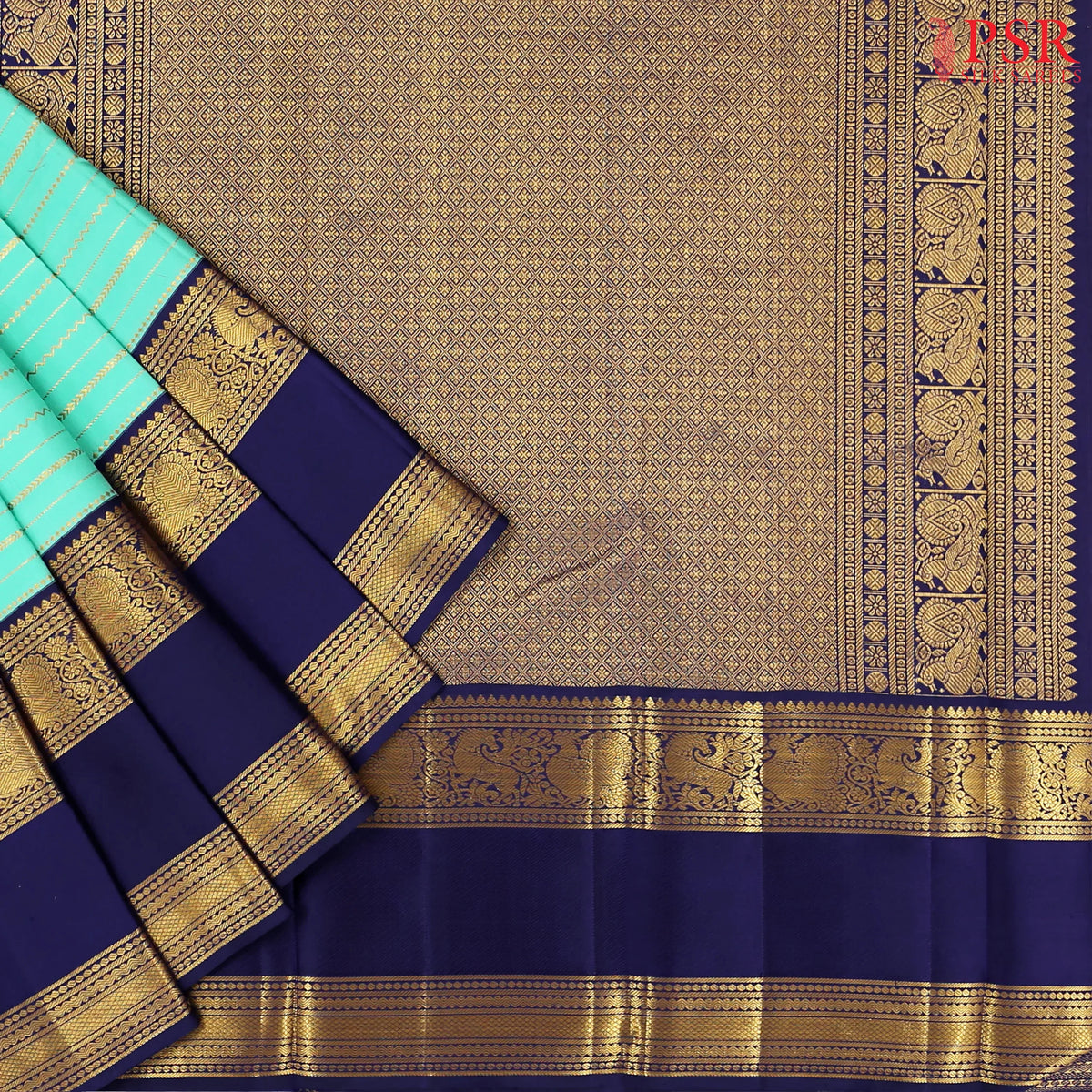 Turquoise Blue Kanchipuram Silk Saree