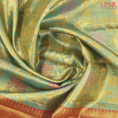 Sea Green Kanchipuram Jacquard Tissue Silk Saree