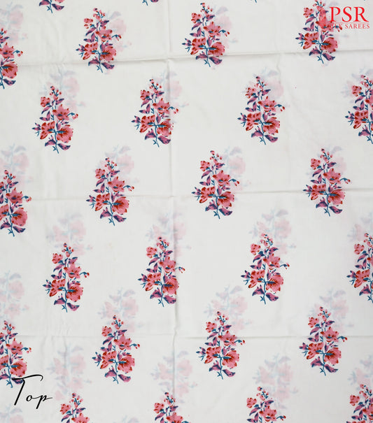 Off White Pure Cotton Dress Material